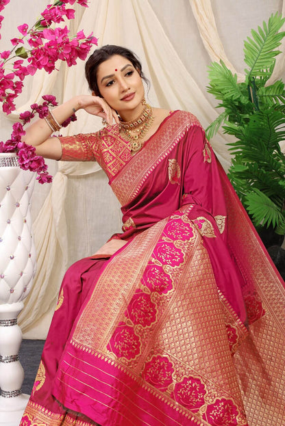 Mellifluous Purple Kanjivaram Silk With Sizzling Blouse Piece