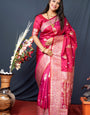 Ratatouille Pink Kanjivaram Silk With Demure Blouse Piece