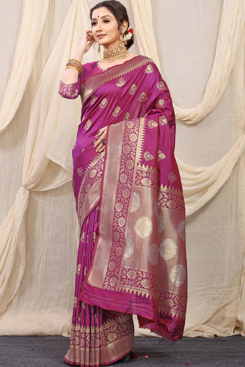 Load image into Gallery viewer, Pleasurable Purple Kanjivaram Silk With Effervescent Blouse Piece
