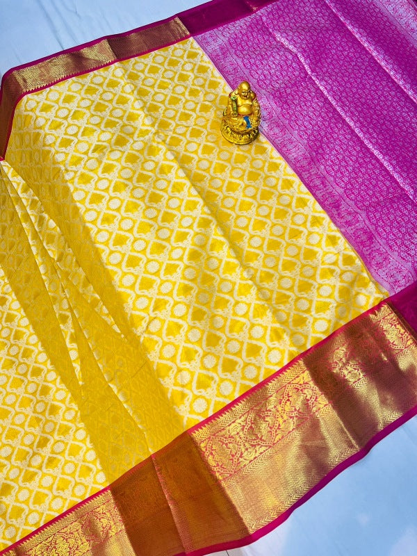 Ravishing Yellow Kanjivaram Silk With Effervescent Blouse Piece