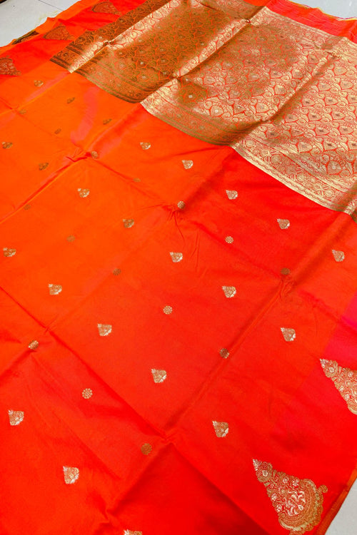 Load image into Gallery viewer, Nemesis Peach Soft Banarasi Silk Saree With Lassitude Blouse Piece
