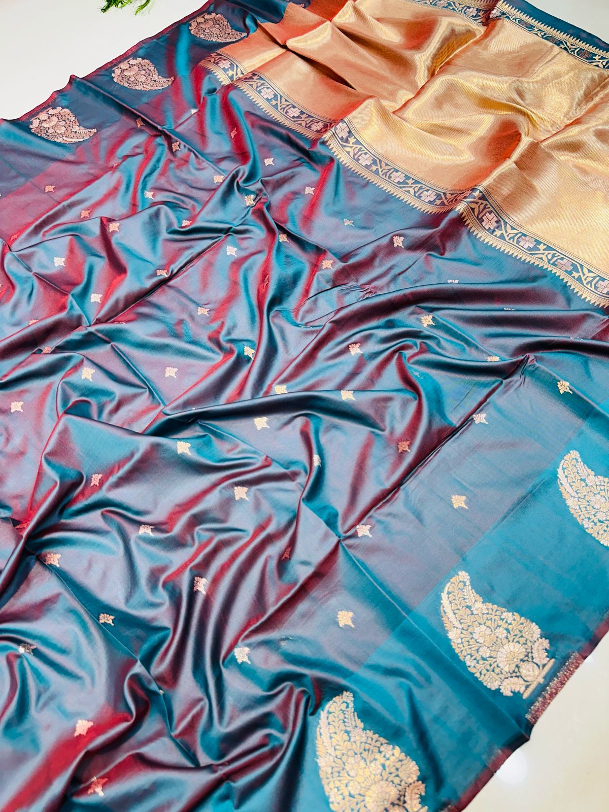 Surpassing Grey Soft Banarasi Silk Saree With Adorable Blouse Piece