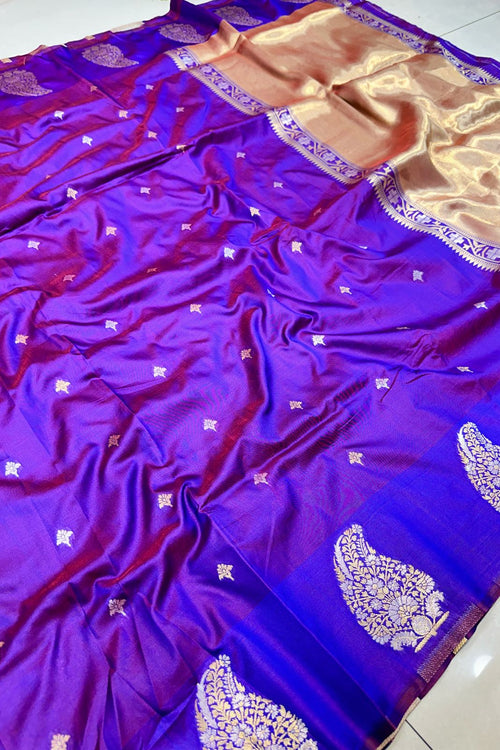 Load image into Gallery viewer, Precious Royal Blue Soft Banarasi Silk Saree With Pretty Blouse Piece
