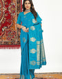 Capricious Firozi Banarasi Silk Saree With Unique Blouse Piece