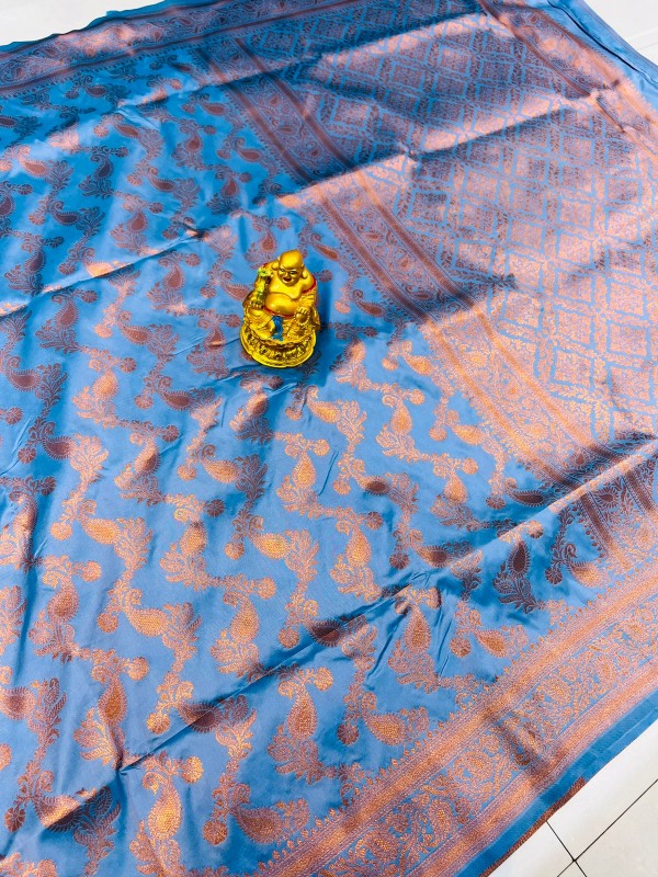 Ideal Blue Soft Banarasi Silk Saree With Beautiful Blouse Piece