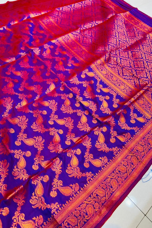 Load image into Gallery viewer, Ebullience Purple Soft Banarasi Silk Saree With Beautiful Blouse Piece
