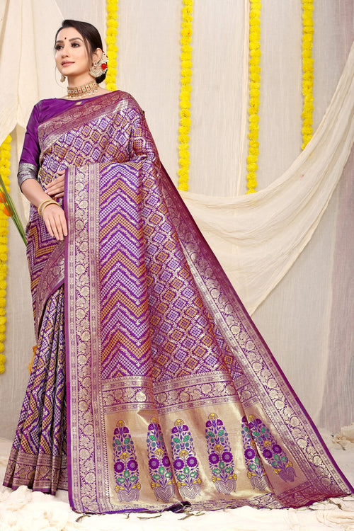 Load image into Gallery viewer, Sempiternal Purple Soft Banarasi Silk Saree With Beautiful Blouse Piece
