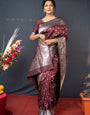 Lovely Brown Paithani Silk Saree With Magnetic Blouse Piece