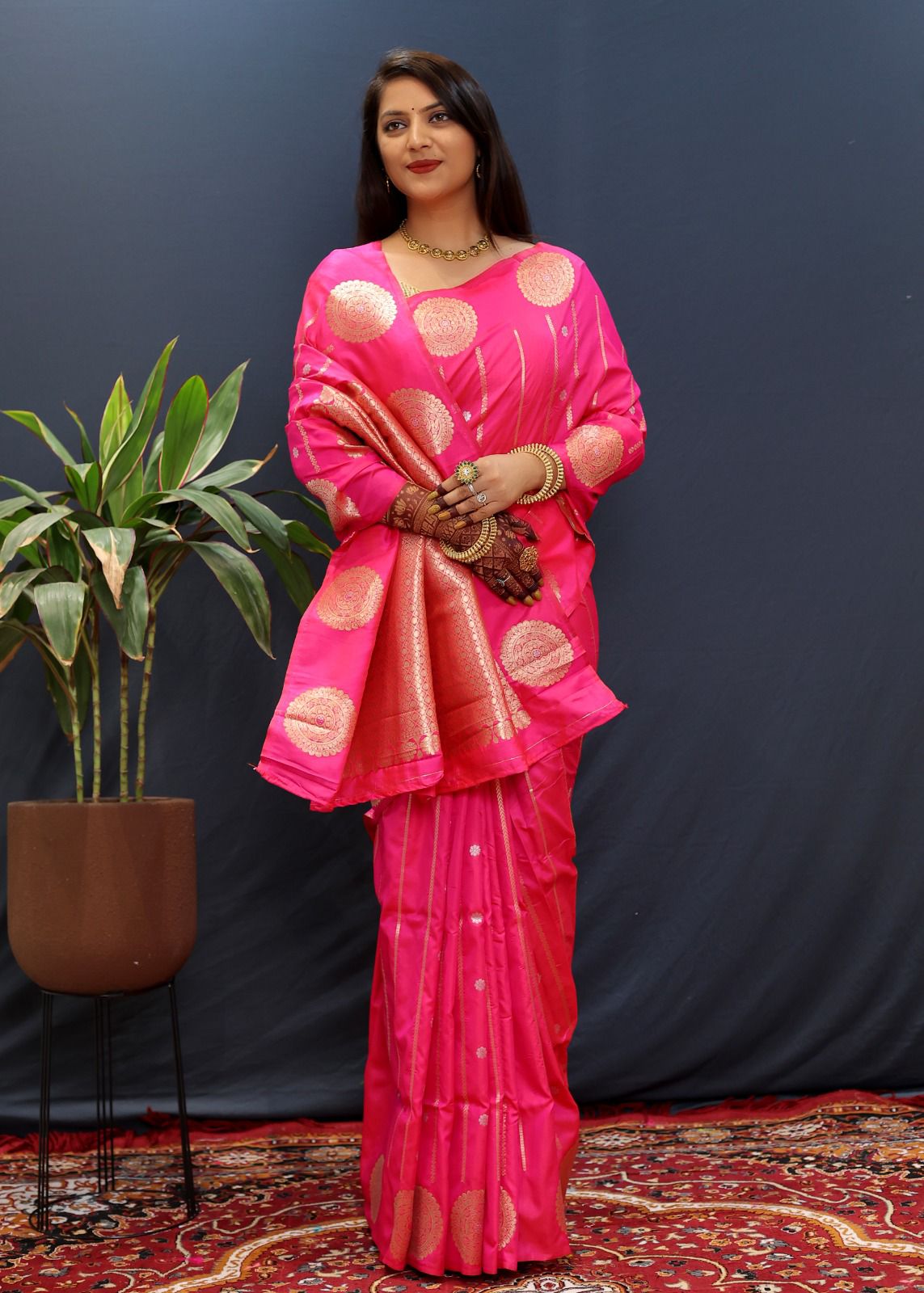Sempiternal Dark Pink Soft Banarasi Silk Saree With Evocative Blouse Piece