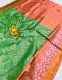 Desultory Sea Green Kanjivaram Silk Saree With Murmurous Blouse Piece