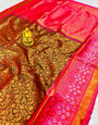 Lagniappe Brown Kanjivaram Silk Saree With Felicitous Blouse Piece