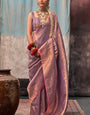 Sempiternal Lavender Kanjivaram Silk Saree With Snazzy Blouse Piece