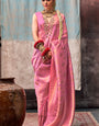 Dissemble Pink Kanjivaram Silk Saree With Ephemeral Blouse Piece