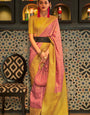 Radiant Pink Soft Banarasi Silk Saree With Blooming Blouse Piece