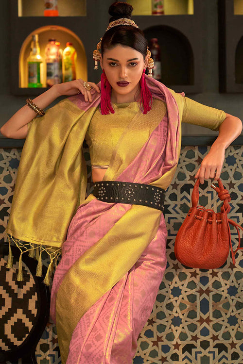 Load image into Gallery viewer, Radiant Pink Soft Banarasi Silk Saree With Blooming Blouse Piece
