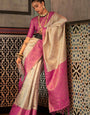 Phenomenal Beige Soft Banarasi Silk Saree With Energetic Blouse Piece