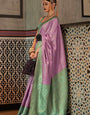 Pretty Lavender Soft Banarasi Silk Saree With Precious Blouse Piece