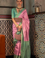 Mesmeric Pink Soft Banarasi Silk Saree With Traditional Blouse Piece