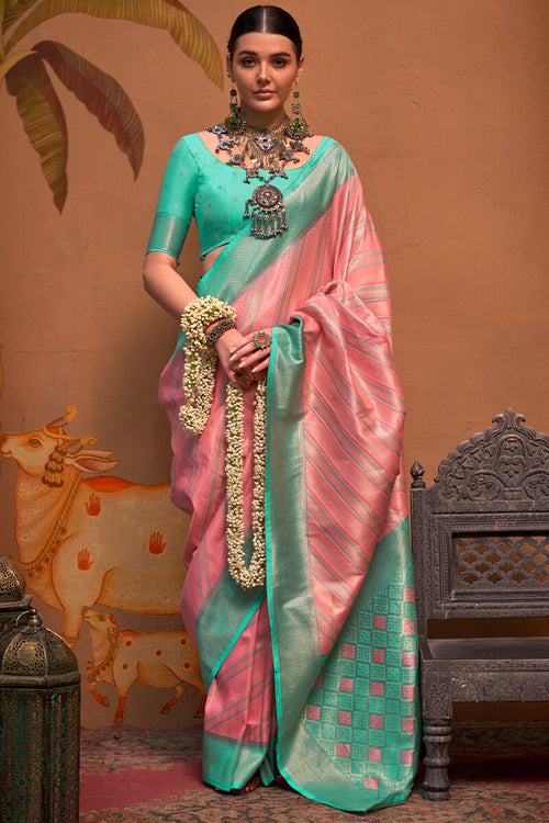 Load image into Gallery viewer, Cynosure Pink Soft Banarasi Silk Saree With Evanescent Blouse Piece
