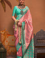 Cynosure Pink Soft Banarasi Silk Saree With Evanescent Blouse Piece