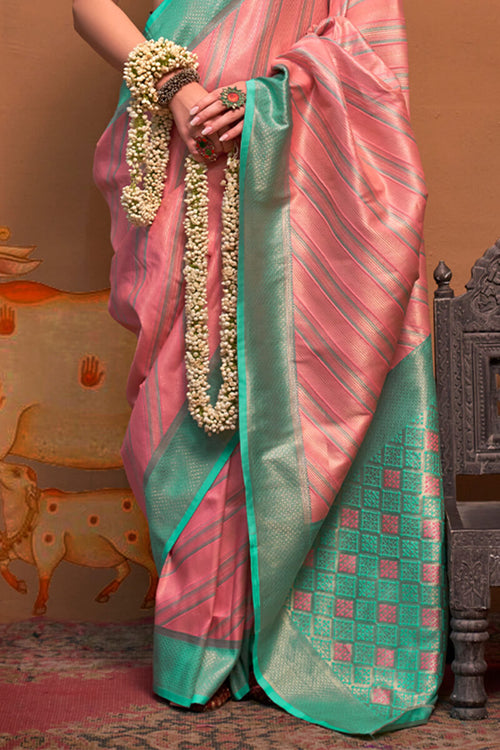 Load image into Gallery viewer, Cynosure Pink Soft Banarasi Silk Saree With Evanescent Blouse Piece
