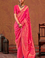 Trendy Dark Pink Kanjivaram Silk Saree With Flattering Blouse Piece