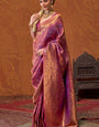 Flaunt Purple Kanjivaram Silk Saree With Sizzling Blouse Piece