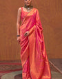 Intricate Pink Kanjivaram Silk Saree With Smart Blouse Piece