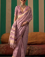 Glittering Lavender Cotton Silk Saree With Radiant Blouse Piece