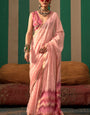 Seraphic Baby Pink Cotton Silk Saree With Beguiling Blouse Piece