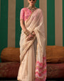 Snappy Beige Cotton Silk Saree With Confounding Blouse Piece