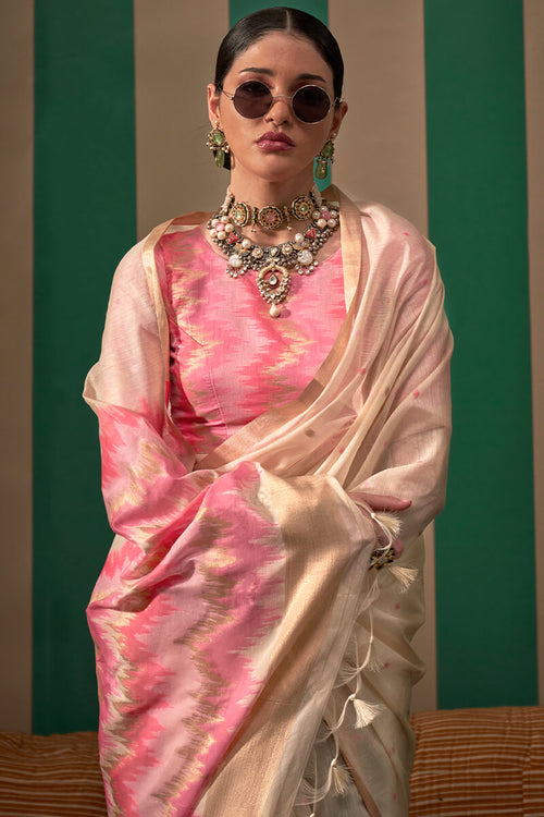 Load image into Gallery viewer, Snappy Beige Cotton Silk Saree With Confounding Blouse Piece
