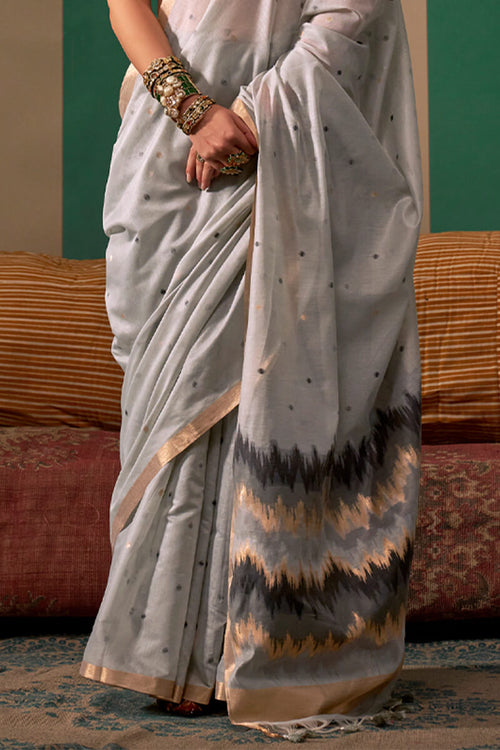 Load image into Gallery viewer, Serendipity Grey Cotton Silk Saree With Palimpsest Blouse Piece
