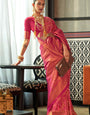 Glowing Dark Pink Kanjivaram Silk Saree With Capricious Blouse Piece