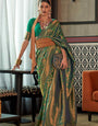 Sensational Rama Kanjivaram Silk Saree With Flattering Blouse Piece