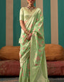 Surpassing Green Cotton Silk Saree With Flattering Blouse Piece