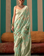 Embellished Pista Cotton Silk Saree With Whimsical Blouse Piece