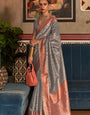 Brood Grey Soft Banarasi Silk Saree With Mellifluous Blouse Piece