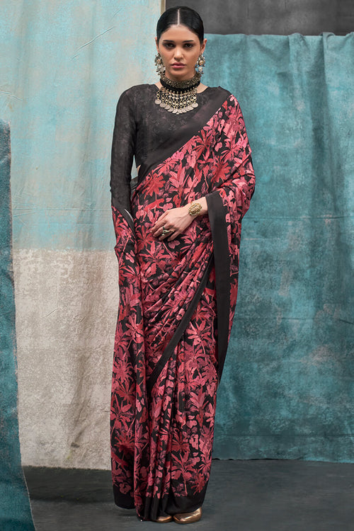 Load image into Gallery viewer, Attractive Maroon Digital Printed Crape Silk Saree With Elegant Blouse Piece
