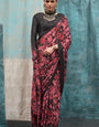 Attractive Maroon Digital Printed Crape Silk Saree With Elegant Blouse Piece