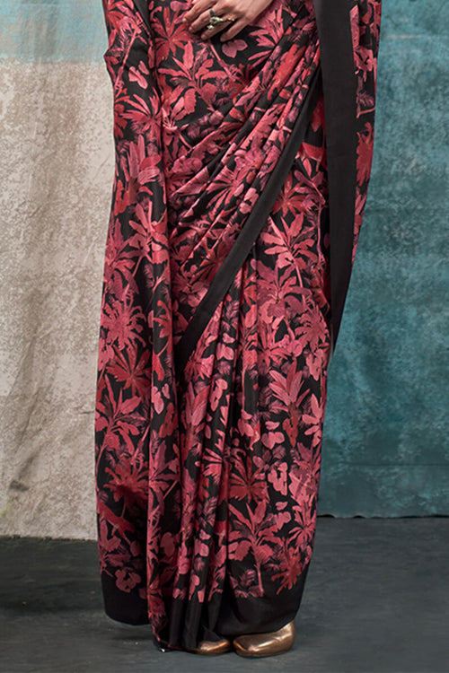 Load image into Gallery viewer, Attractive Maroon Digital Printed Crape Silk Saree With Elegant Blouse Piece
