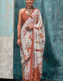 Amazing Off White Digital Printed Crape Silk Saree With Dazzling Blouse Piece