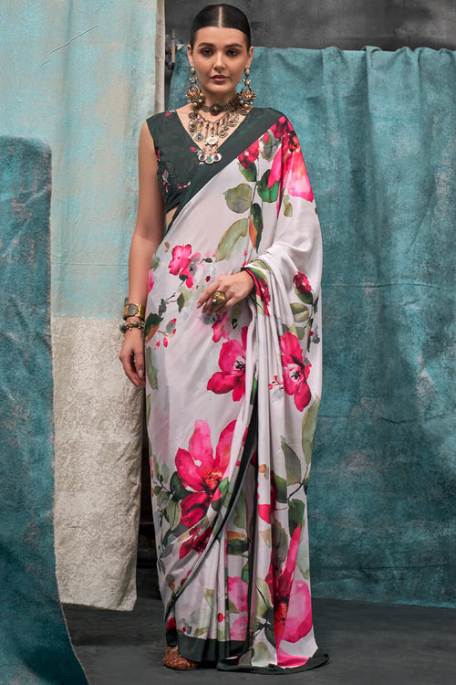 Load image into Gallery viewer, Allure Beige Digital Printed Crape Silk Saree With Opulent Blouse Piece
