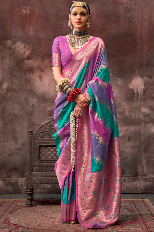 Load image into Gallery viewer, Outstanding Multicolor Soft Banarasi Silk Saree With Engrossing Blouse Piece
