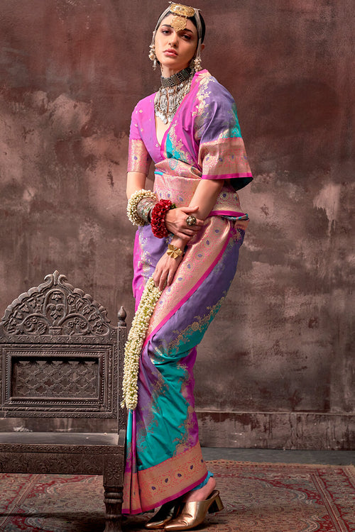 Load image into Gallery viewer, Outstanding Multicolor Soft Banarasi Silk Saree With Engrossing Blouse Piece
