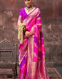 Prominent Magenta Soft Banarasi Silk Saree With Adoring Blouse Piece