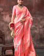 Ideal Baby Pink Soft Banarasi Silk Saree With Exuberant Blouse Piece