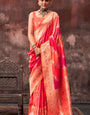 Lassitude Orange Soft Banarasi Silk Saree With Nemesis Blouse Piece