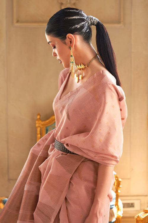 Load image into Gallery viewer, Bewitching Peach Soft Banarasi Silk Saree With Ephemeral Blouse Piece
