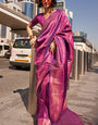 Staring Purple Kanjivaram Silk Saree With Adorable Blouse Piece